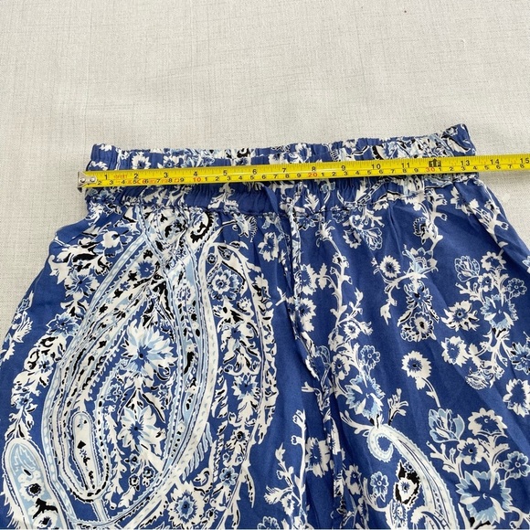 Rose and Rhyme Blue and White Boho Paisley Wide Leg Flowy Pants Size S - Picture 4 of 9